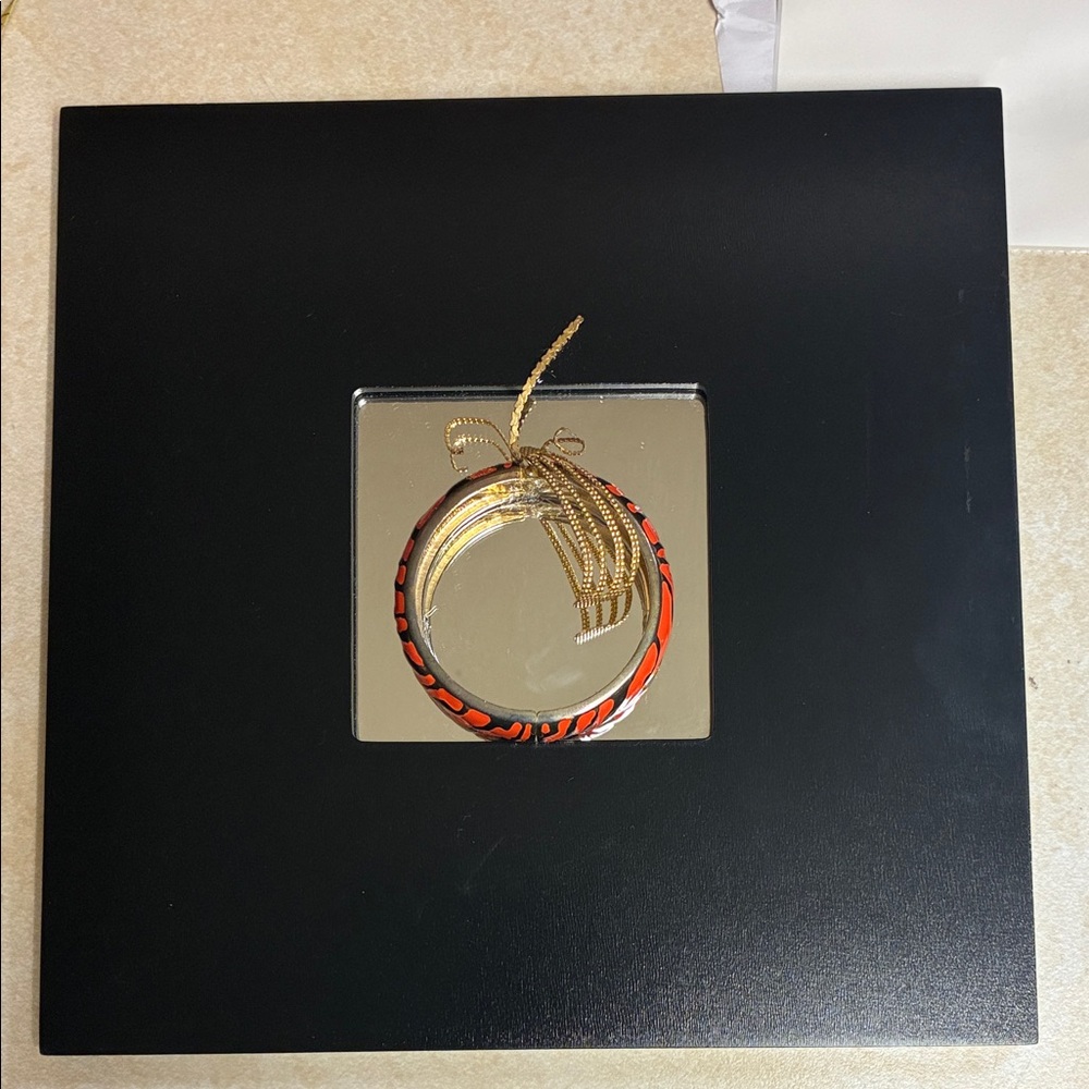 Gold and Orange Pumpkin Framed Art Black Mirror